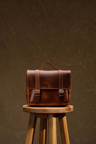 Semender Leather Goods Hakiki Deri Unisex Postacı ve Omuz Çantası Küçük Boy E...