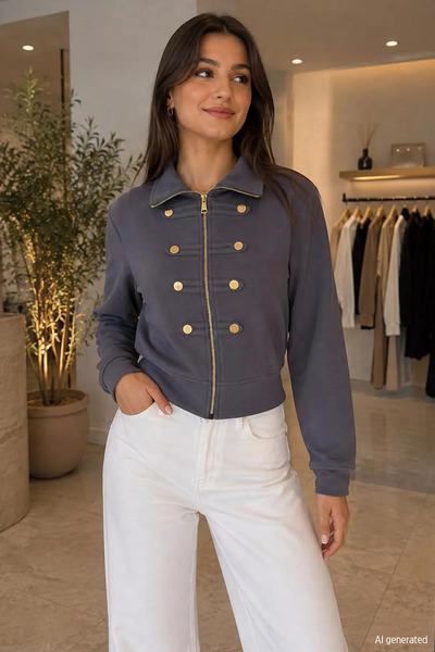 GÜLSELİ Smoked Women's Zipper Jacket
