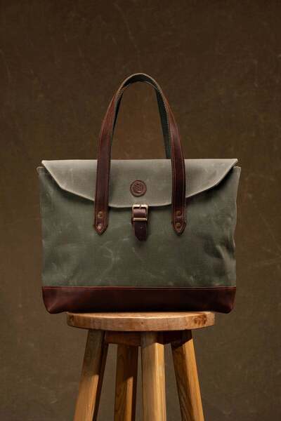 Semender Leather Goods Mumlu Kanvas Hakiki Deri Kadın Omuz ve Tote Çantası El...