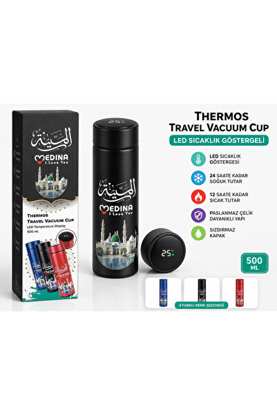 Masfitech Medina I Love You Led Temperature Display Thermos 500 ml Vacuum Sta...