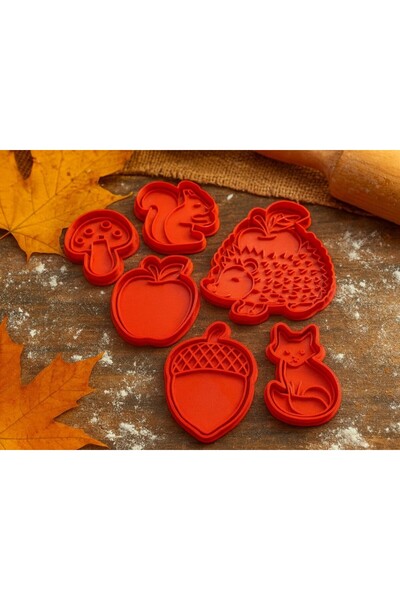 Craftelle Autumn Themed 6-Piece Special Design Cookie and Dough Mold Set