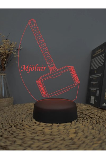 Yubi Design Mjölnir , Thor - Pilli & Type-C Anime Dekoratif Hediye Lamba