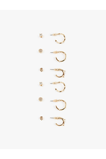 Koton 6-Piece Ring and Ball Earring Set with Stones