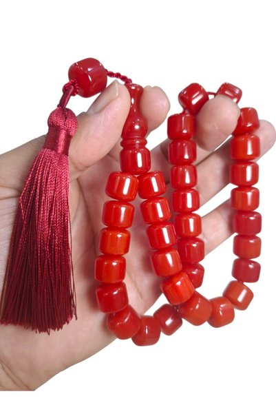 Cekke Tesbih Original Crimped Amber Prayer Beads 11*13 mm Suitable for Daily Use