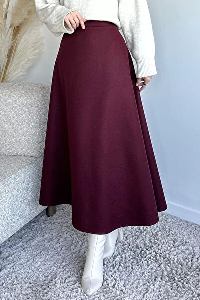 GÜLSELİ Fusta tesettür elastică în talie, culoare burgundy