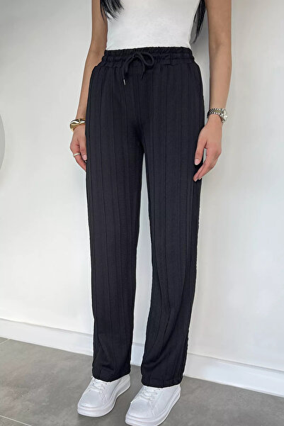 GÜLSELİ Black Women's Elastic Waist Pants