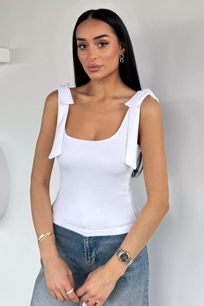 GÜLSELİ White Women's Bow Blouse