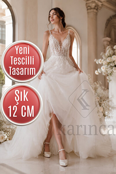 Karınca Bridal Shoes - 12 cm Simple and Stylish Design Wedding Shoes, Thick H...