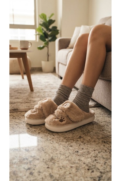 Mater Ayakkabı Silent, Lightweight Sole, Furry Slippers, Dowry Bundle, Home S...