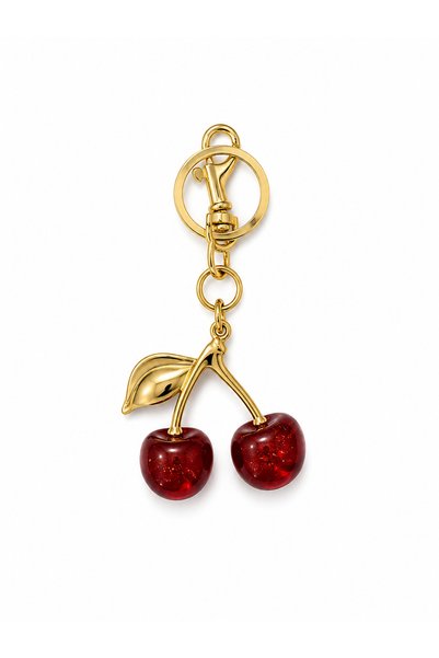 ELOVE Medium Size Cherry Keychain, Bag Charm, Red