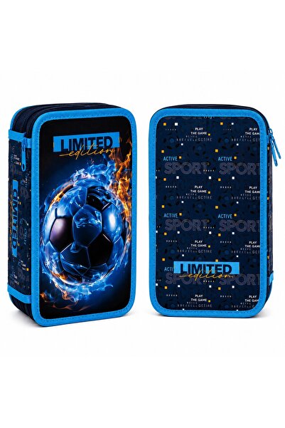 velve Football Limited Edition pencil case, 2 zippers, 29 pieces, blue