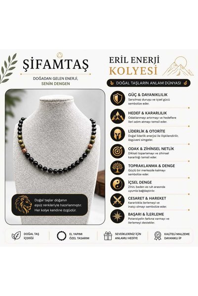 ŞİFAMTAŞ قلادة من الحجر الطبيعي للطاقة والقوة الرجالية