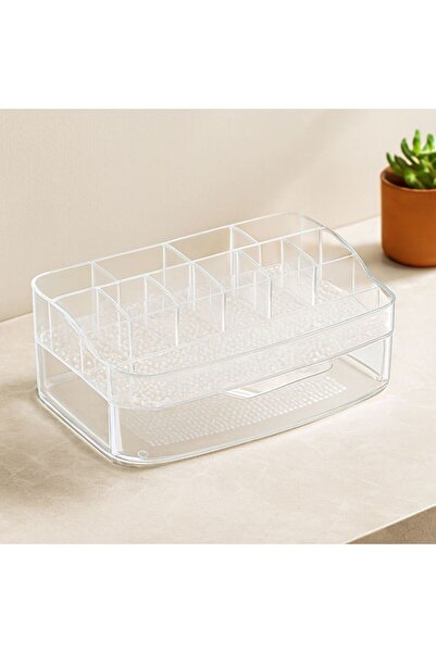 Mestore Makeup Organizer with Drawers, 12 Compartments, Mica Crystal Plastic