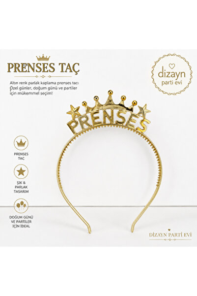 Dizayn Parti Evi Princess Written Party Crown – Birthday Accessory with Gold ...