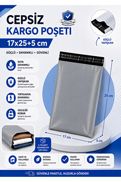 Genel Markalar Cepsiz Kargo Poşeti 17x25+5 cm
