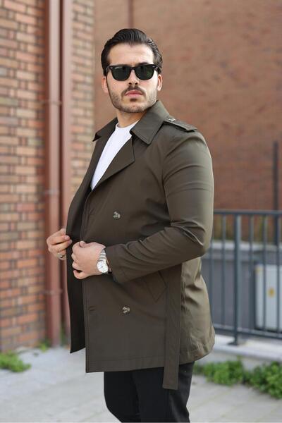 ronex Slim Fit Long Belted Men's Trench Coat