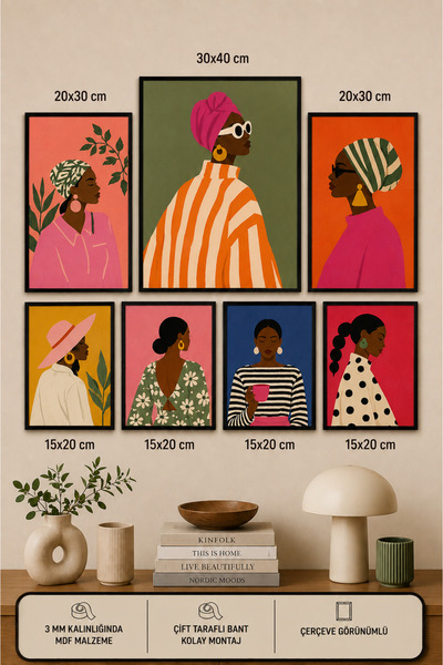 UNT Set de picturi moderne cu aspect de cadru, 7 piese |   Retro și Pop Art |...