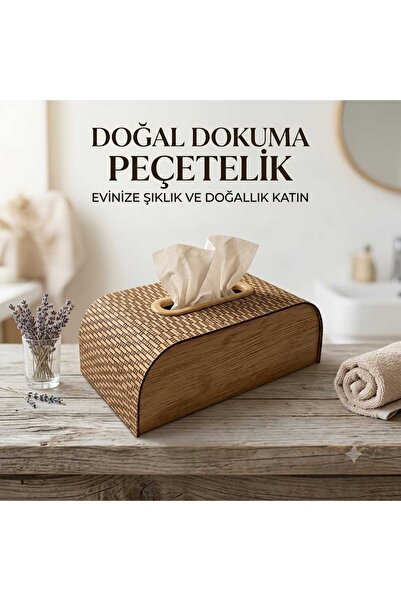 LOVYCO Wicker Look Decorative Wooden Napkin Holder Modern Home and Office Org...