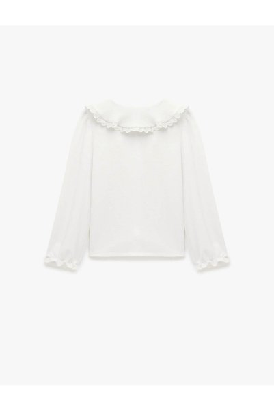 Koton Lace Detailed Long Sleeve Baby Collar Blouse