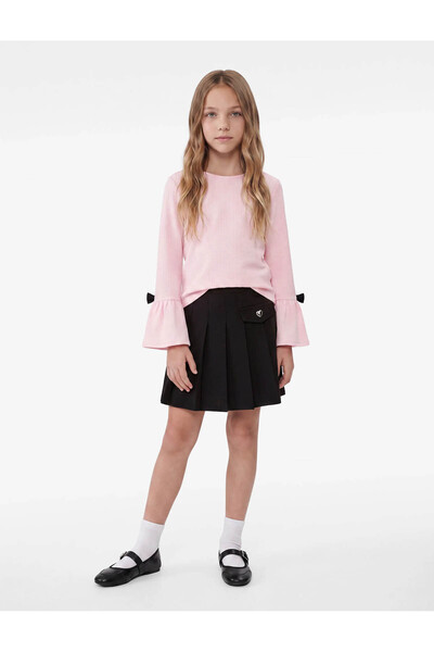 Koton Long Sleeve Crew Neck Blouse with Bow Detail