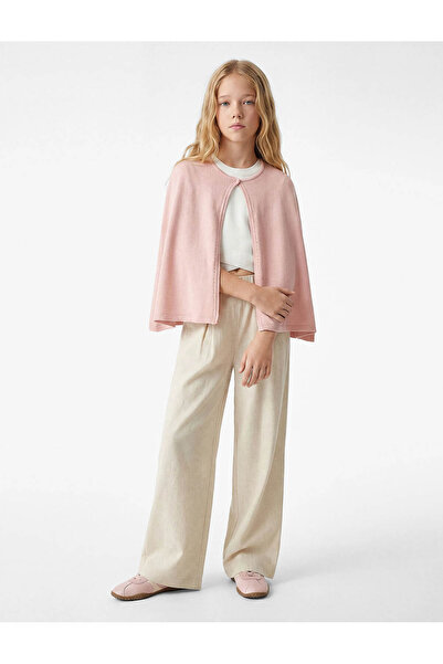 Koton Loose Fit Crew Neck Viscose Blended Knitwear Poncho Cape