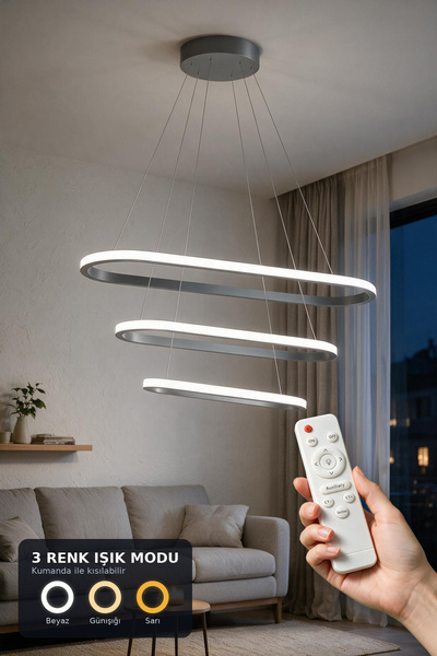 Rarossa Orin 3'lü LED Sarkıt Avize 3 Renk Kumandalı