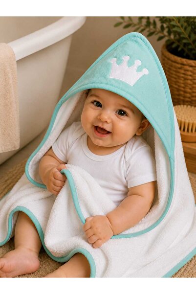 krm kerem bebe 100% Cotton Crown Embroidered Swaddle Baby Bath Towel