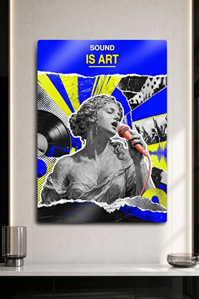 DekorHane Metal Print - Η φωνή είναι τέχνη, τραγουδιστό γλυπτό με μικρόφωνο, ...