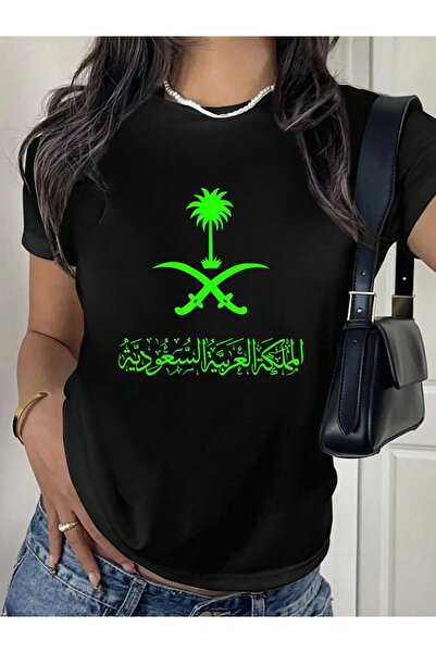 MUZİ قميص للرجال والنساء بمناسبة اليوم الوطني السعودي، مصنوع من القطن 100%، م...