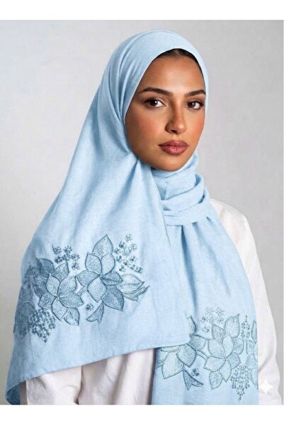 Veil Designer طرحه روز اطبقتين بتطريز علي الطرفين قماش بوال ياباني 190*60