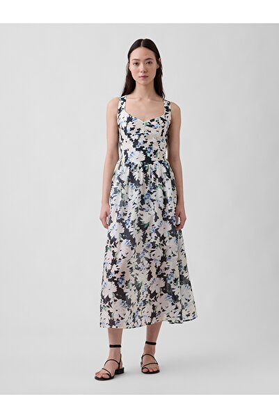 GAP Kadın Çok Renkli Seamed Drop-Waist Maxi Elbise