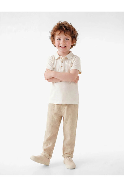Koton Cotton Muslin Trousers with Elastic Waist and Pockets