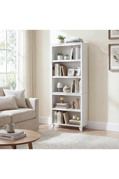 Fakhamah Al Manzil 5‑Tier Sectional Open Floor Bookcase, Retro Angled‑Leg Ver...