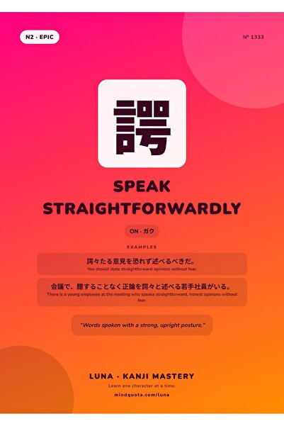 OEM Poster Infografic Kanji 諤 Vorbeste Direct, Arta Caligrafie Japoneza, Cart...