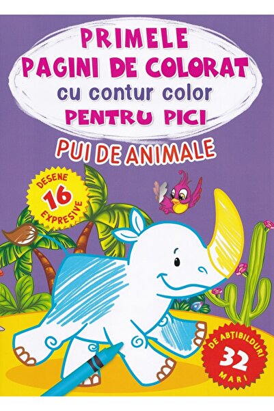 Biblion Primele pagini de colorat cu contur color pentru pici. Pui de animale