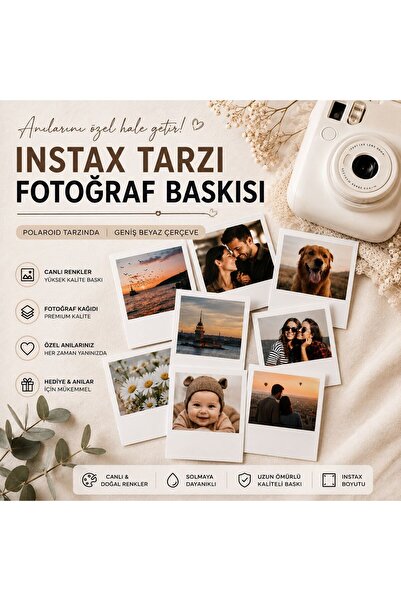 50 Adet İnstax baskı - Foto baskı - Fotoğraf baskı - 7x8cm