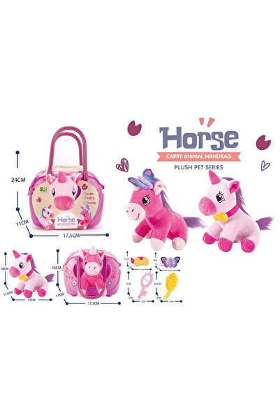 NO BRAND Unicorn de pluș în geantă cu accesorii - Ciclam