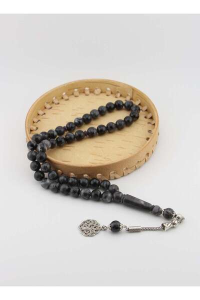 kamins collection Amber Resin / 45 Bead / Tasbih / Prayer Beads / Gray Swirl