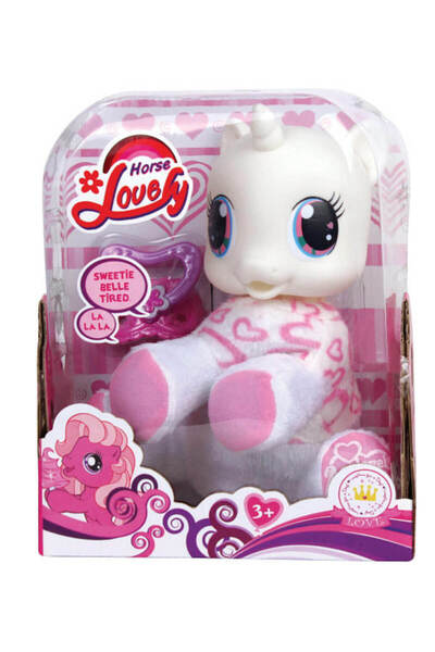Pony Unicorn de pluș cu biberon, în blister - Alb