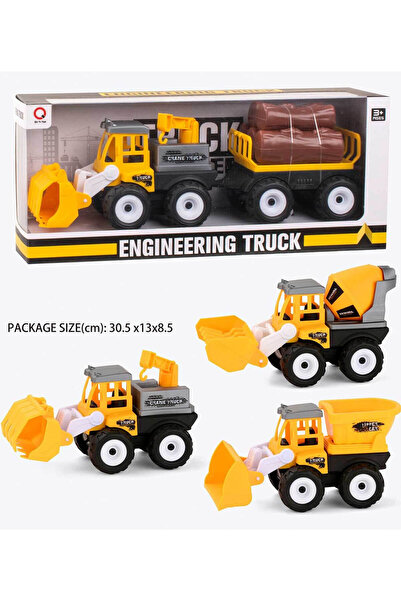 NO BRAND Camion de construcții cu remorcă și bușteni, în cutie, 3 modele Beto...