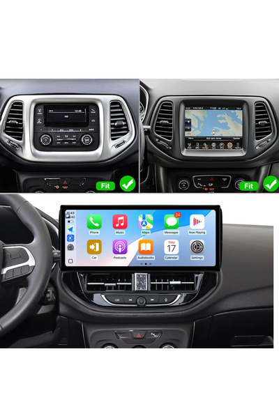 Carplayer شاشة أندرويد لسيارة جيب كومباس مقاس 12.3 بوصة موديل 2017-2021، 6 جي...