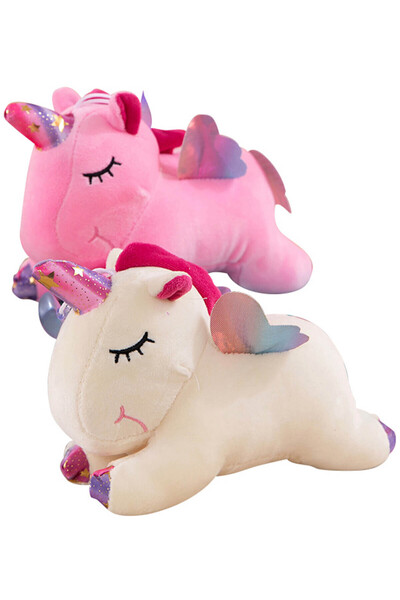 NO BRAND Unicorn de pluș culcat 25 cm, 4 culori - Alb