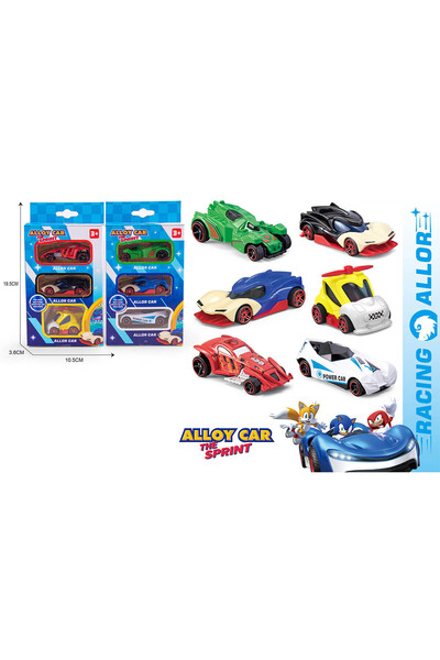Sonic Set 3 mașinuțe metalice Sonic, în cutie