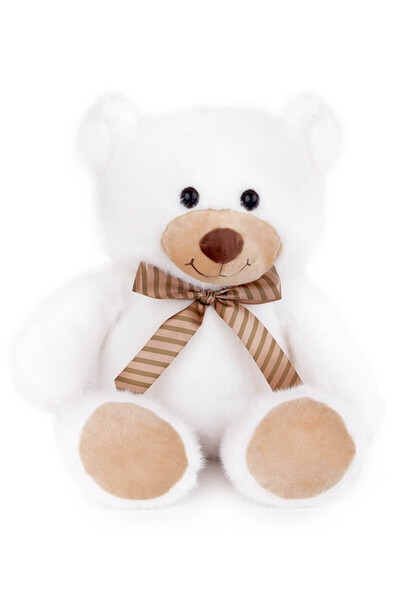 Amek Toys Ursuleț de pluș cu fundiță 32 cm, bej/alb,