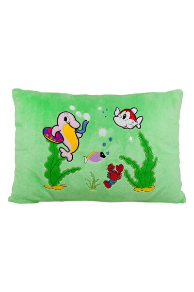 AMEK Pernă de pluș cu peisaj marin, 4 culori, 45/30 cm - Verde