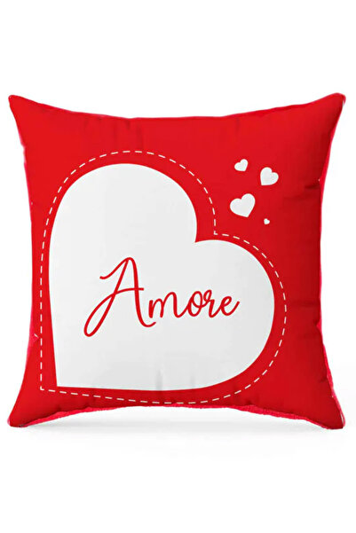 AMEK Pernă de pluș roșie Ziua Îndrăgostiților, 5 modele, 36 cm Amore