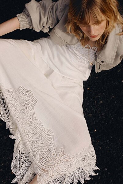 H&M Broderie anglaise linen-blend skirt