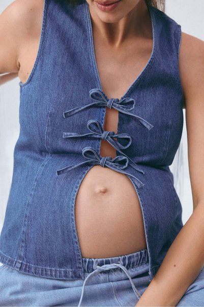 H&M MAMA Tie-front denim waistcoat