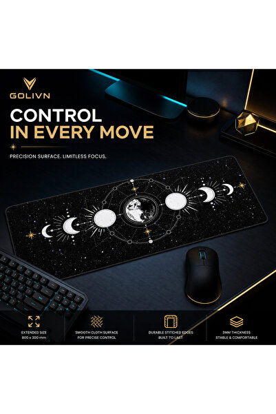 Golivn Lunar Balance Extended Gaming Mouse Pad, Smooth Cloth, Non-Slip Base, ...