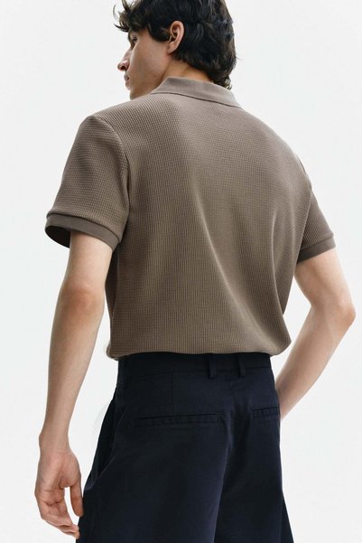 H&M Slim Fit Waffle-knit polo shirt